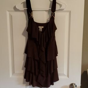 Cache dark Brown ruffle top